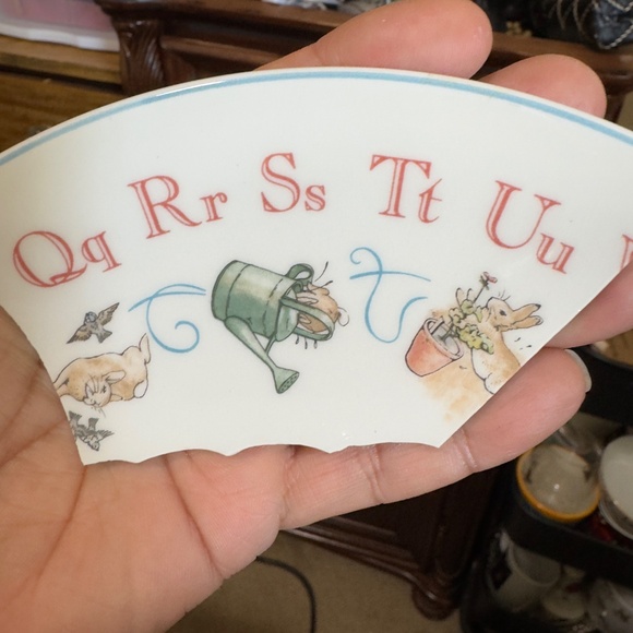 Hand Crafted Peter Rabbit Wedgewood Broken China Ring W/ Silver Spoon Bowl Band - Picture 15 of 15